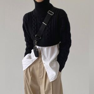 The Frankie Shop Esme Crop Black Sweater